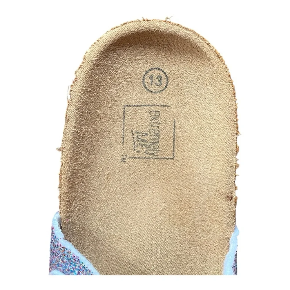 Girls Silver Sandals with Glittery Finish and Cork Footbed